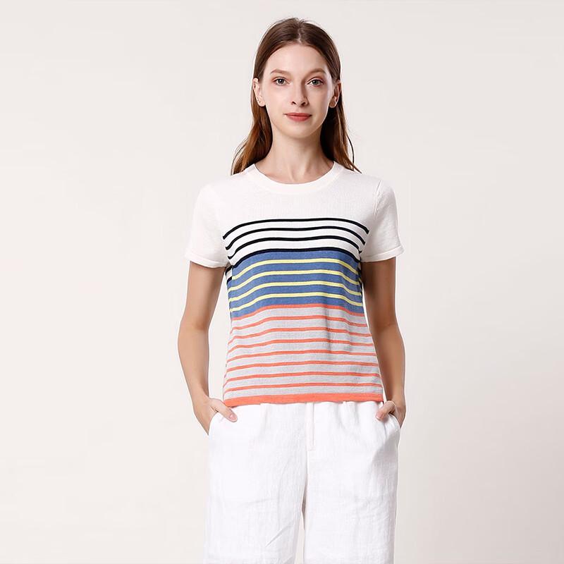 Anlom Women's Striped Linen Cotton Knit Top