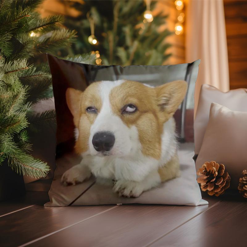Double Sided Cute Corgi Dog Design Soft Throw Pillow Cover For Bed Sofa And Lounge Chair Holiday Home Decoration