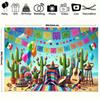 Background Banner for Mexican Festival Party - Colorful Cacti Wide-brimmed Hats and Shakers Decoration Indoor/outdoor