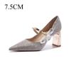Fashion High Heeled for Women 2025 Spring with Pointed and Thick Heels Women's Shoes with Pearls A Straight Ribbon Perfect for Weddings
