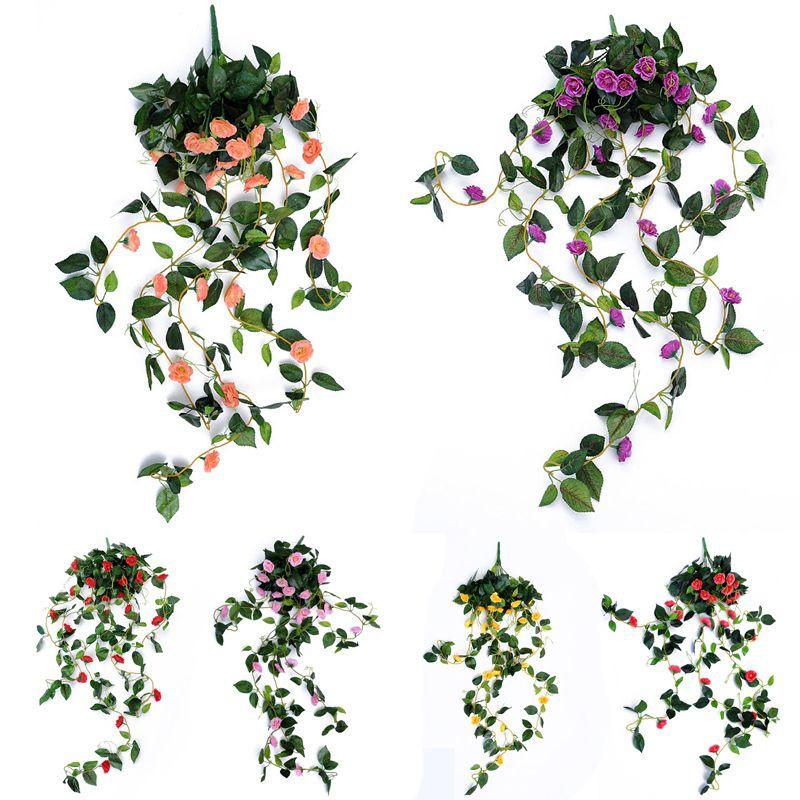100cm Artificial Flowers Silk Rose Fake Garland Vine Ivy Plant Leaves For Elegant Home Decor