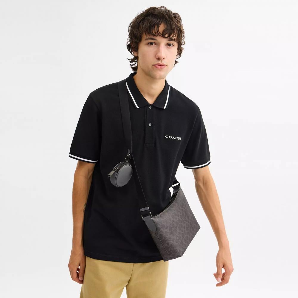 Coach Small FInn Crossbody Bag With Pouch In Signature Canvas Gunmetal