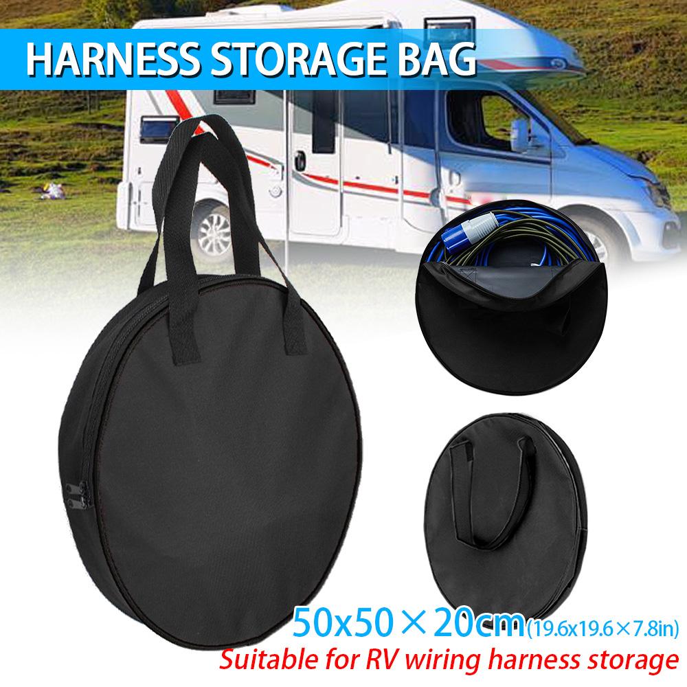 Car RV Caravans Wire Cable Harness Storage Bag 600D New Black Waterproof Oxford Cloth Car Tools Cable Organizer Cars Accessories