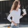 Korean Long-Sleeve T-Shirts for Women: Slimming Solid Color Layering Tops, Youthful Style