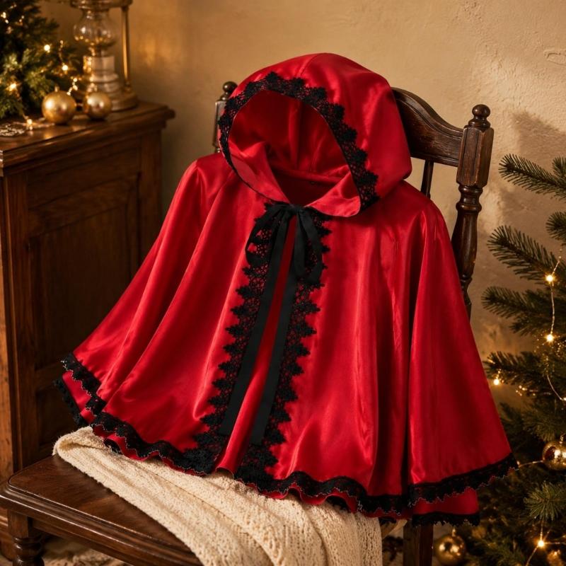 Red Short Capes Cloak with Breathable Polyester Fabric for Warm-Weather Coverage and Cool-Weather Layering
