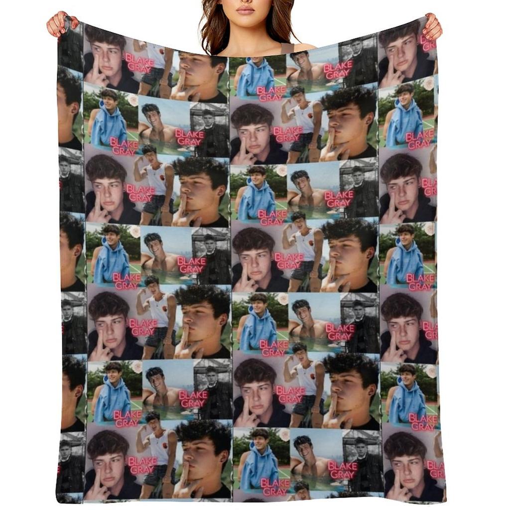 Blake Gray Collage Throw Blanket Luxury Thicken Fashion Sofas Cute Plaid Designers Blankets