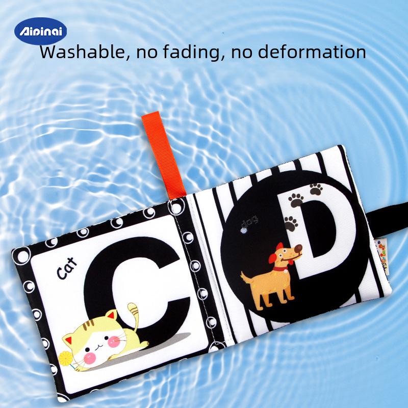 Aipinqi Black & White Montessori Baby Cloth Book: Tear-Resistant Visual Stimulation for Children
