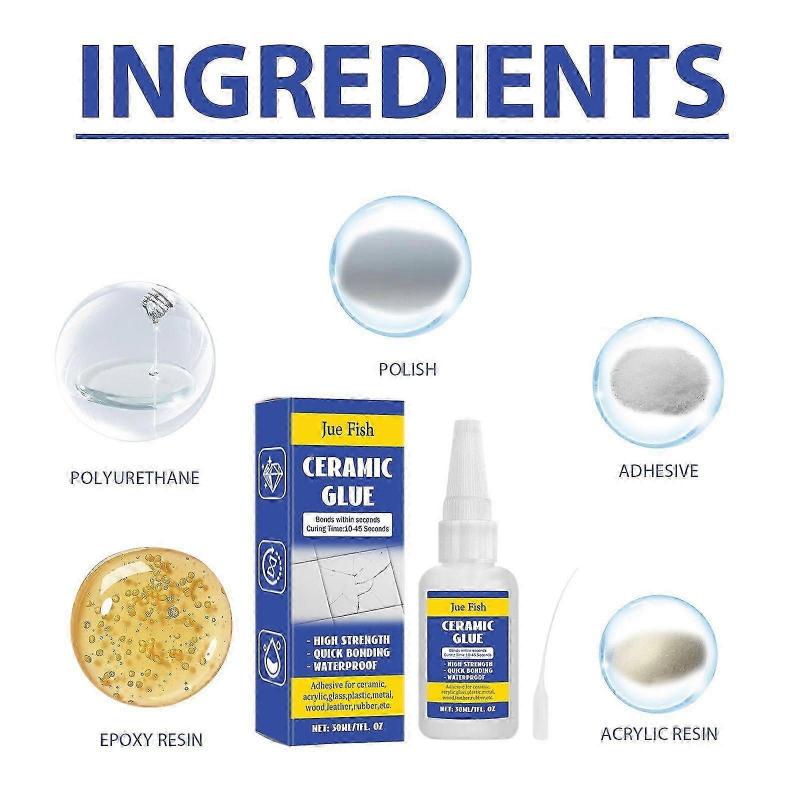 Multi-Functional Ceramic Repair Glue - Fast-Drying Epoxy for Porcelain, Glass & Plastic Repairs | Strong, Durable, Cost-Effective Adhesive for Home, C