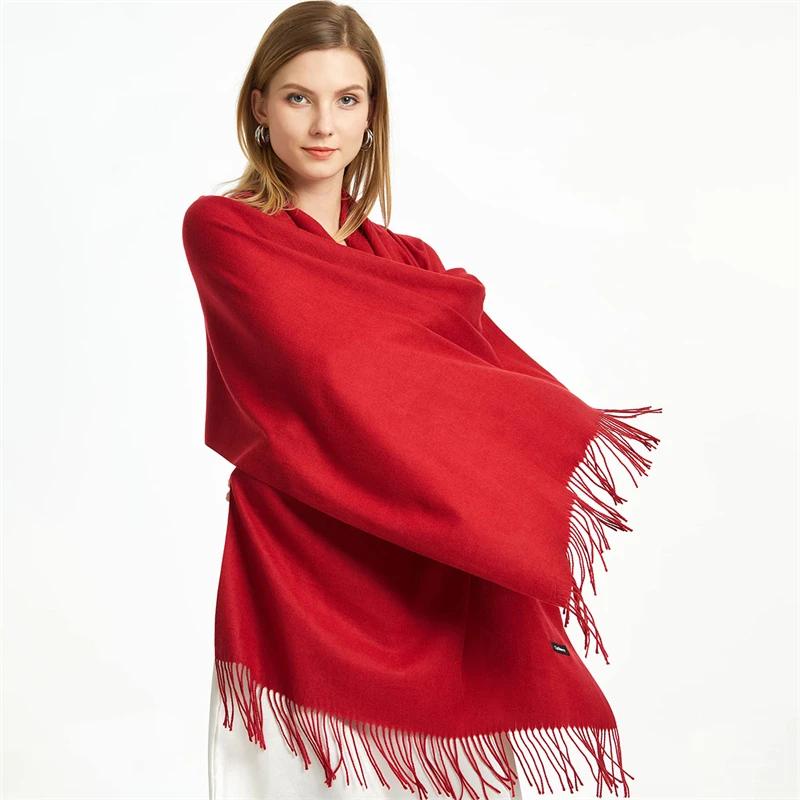 2025 Winter Shawl For Women Long Warm Cashmere Scarves Hijab Solid Lady Wrap Female Pashmina Bandana Head Scarfs Echarpe