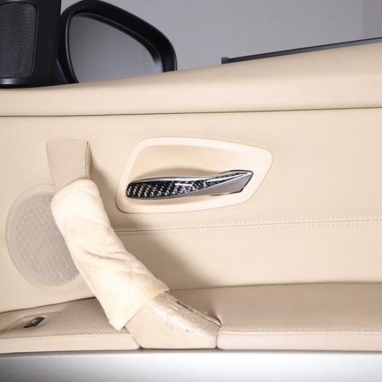 Carbon Fiber Inner Door Handle Trim Cover Sticker For BMW 3 Series E90 05-12