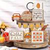 Fall Harvest Wooden Pumpkin Maple Leaf Thanksgiving Table Centerpiece Decor Set of 11 Colorful Home Party Decoration