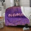 Purple Glitter Background With Name Text Gift Personalized Blanket Customize Your Name Comfortable For Sofa Couch Office Bed Picnics Four Seasons