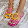 Dames Zomer 2025 Kleurblok Open Teen Sandalen - Europese & Amerikaanse Stijl