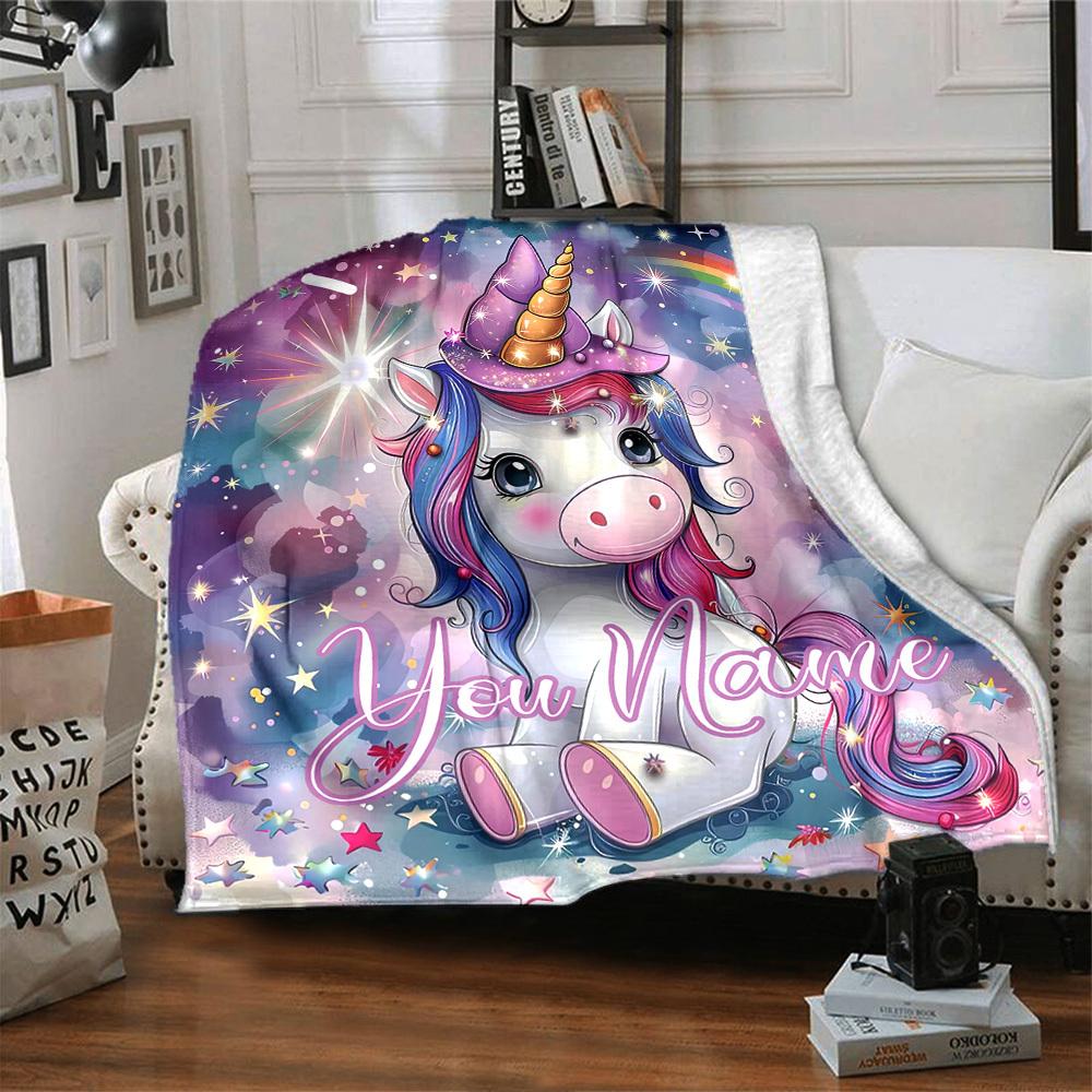 Unicorn Fantasy Name Blanket Comfortable Soft Lightweight Multipurpose Blanket For Picnics Sofas Offices Beds Living Rooms Perfect Gift For