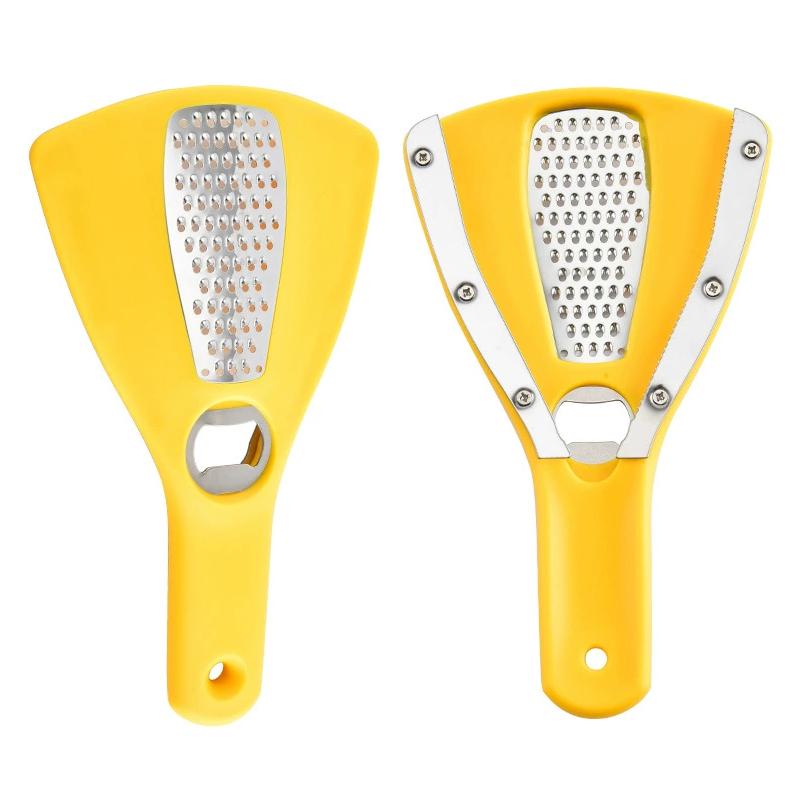 

Открывалка для бутылок Терка Инструмент два в одном, Овощная терка, Открывалка для пивных крышек Кухонный помощник Подарок жёлтый