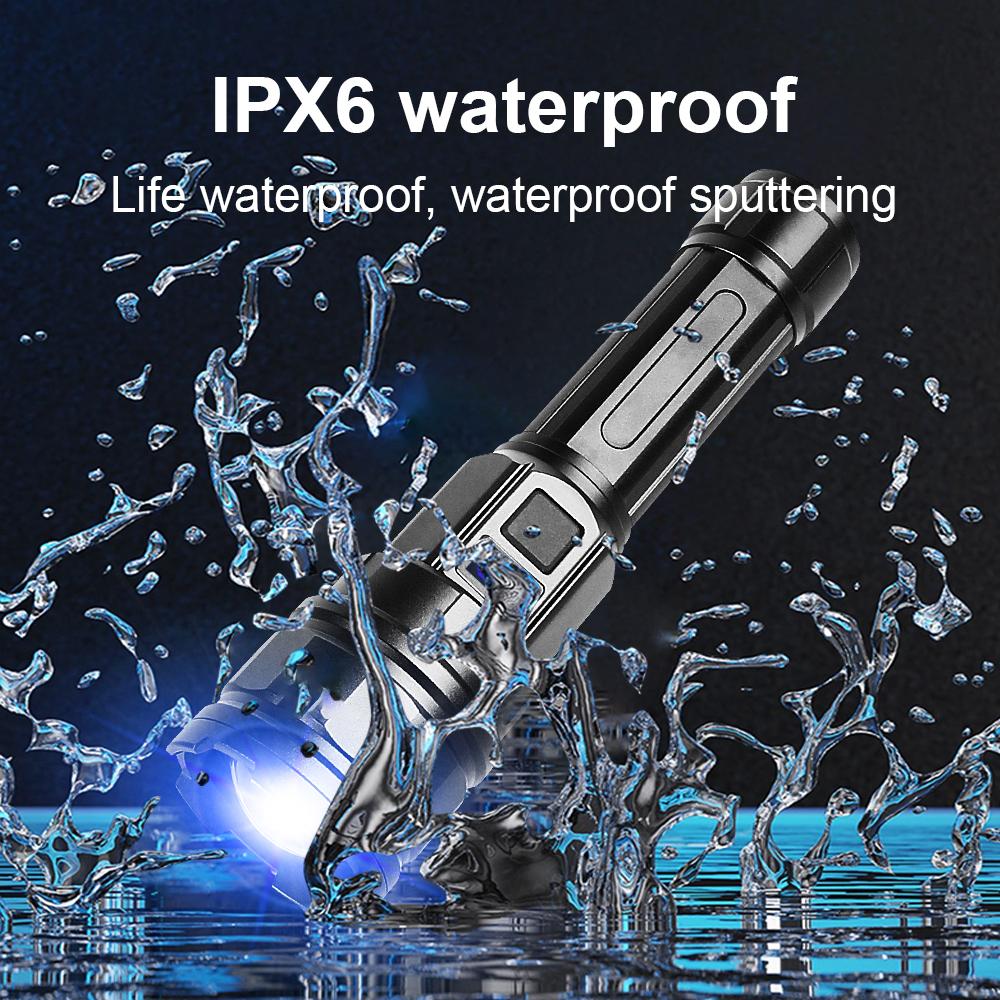 Powerful 30W LED Flashlight Super Bright Lantern Rechargeable Flashlights Waterproof Torch Strong Light Outdoor Camping Hiking Lights