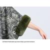 GMXIA Autumn and Winter Imitation Rex Rabbit Fur Collar Jacquard Shawl Cape Plus-size Woolen Coat Cardigan for Women