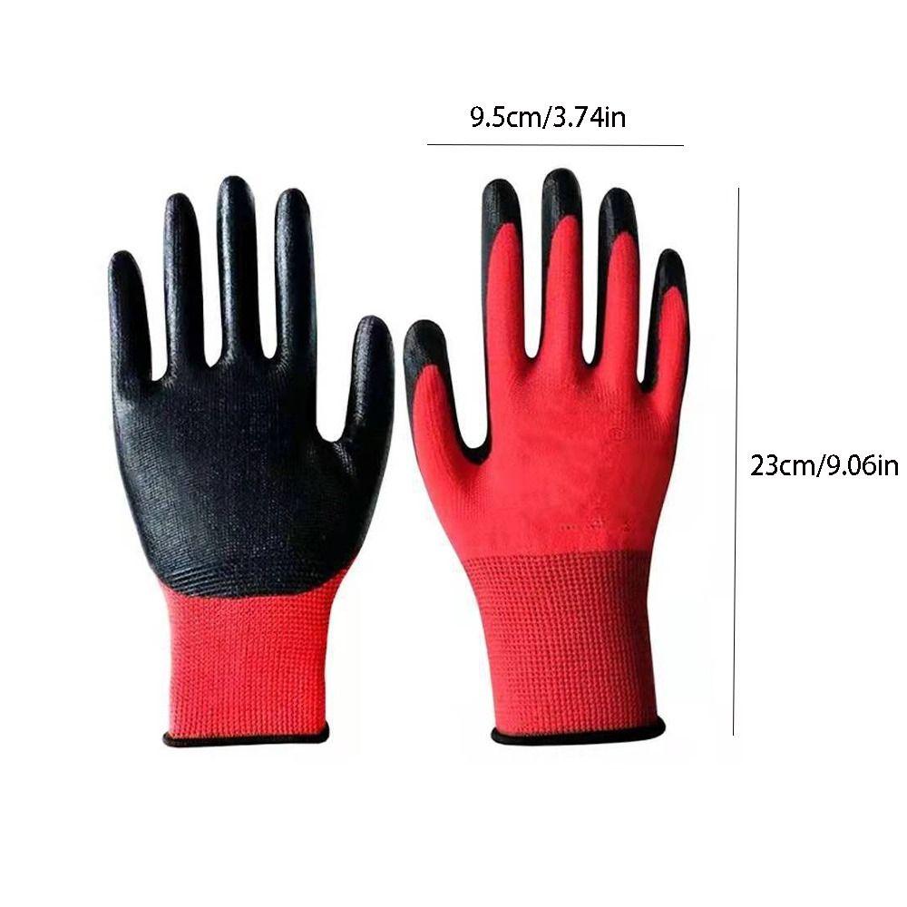 12pairs Oil-Resistant Protective Gloves Corrosion-Resistant Durable Nitrile Coated Gloves Wear-Resistant Labor Insurance Gloves