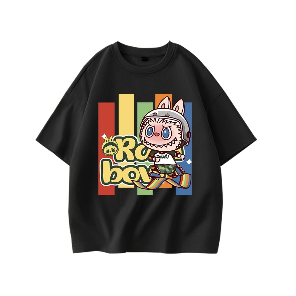 LABUBU Children's T-shirt, Girls' Fashionable Round Neck Short Sleeved Shirt, Multiple Color Options for Tops