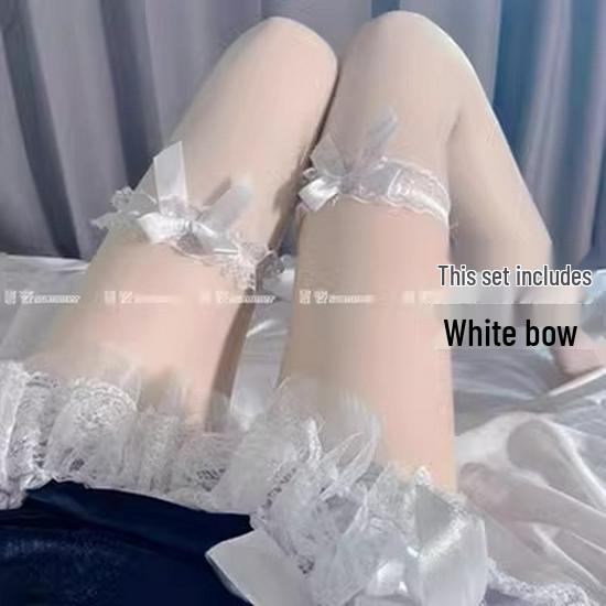 Sheer Black Over-the-Knee Lace Fishnet Stockings with Mid-Calf Erotic Design A8