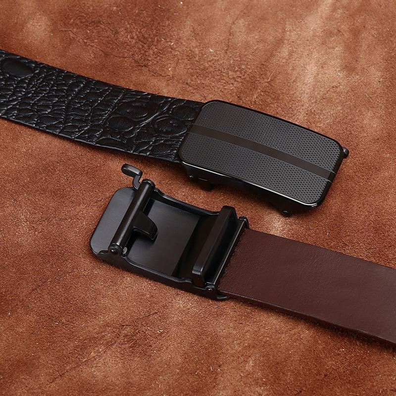 High-End Crocodile Pattern Stainless Steel Automatic Buckle Belt Men'S Leather First Layer Cowhide Business Casual Dress Pants Belt