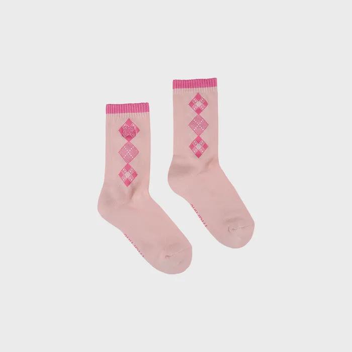 Argyle Color Middle Socks_L/Pink