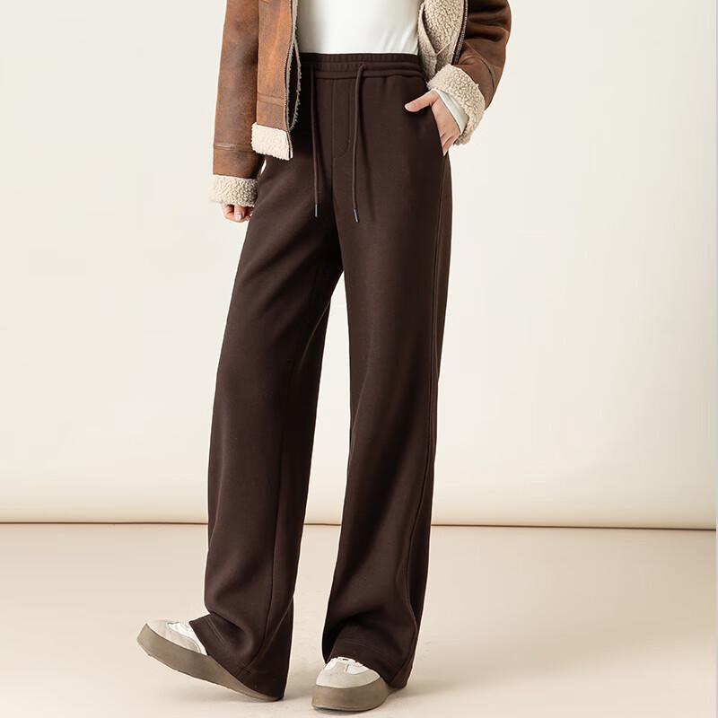 Fanzhen Women's Fleece Lined High-Waist Wide-Leg Pants