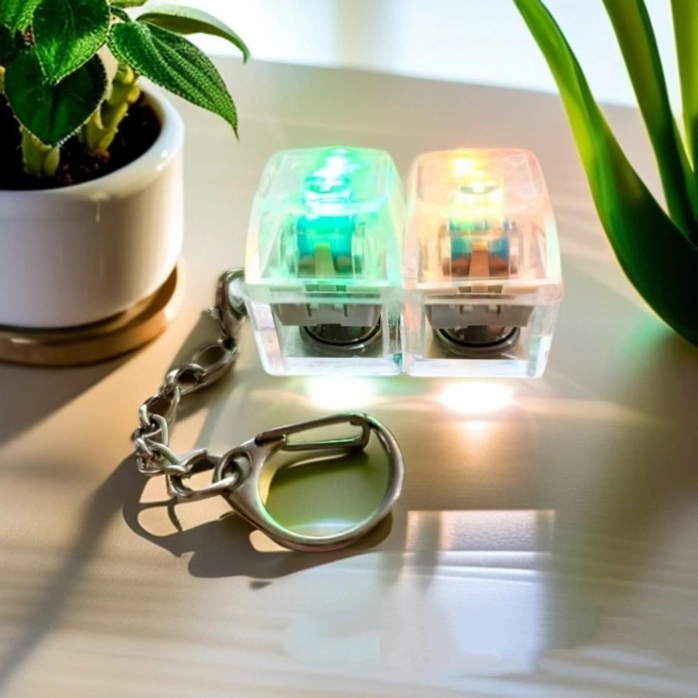 

With Light Fidget Keychain DIY Keyboard Pinch Toy Relaxing Clicker Toy Daily Carry прозорий