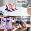 For iPhone 17 Case TPU+PU Leather Wallet Phone Cover with Wrist Strap