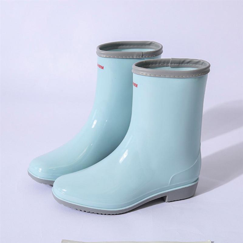 Mode Damen-Wasserschuhe mit mittelhohem Schaft Regenstiefel mit Plus-Samt und Baumwolle Damen-Gummischuhe Überschuhe