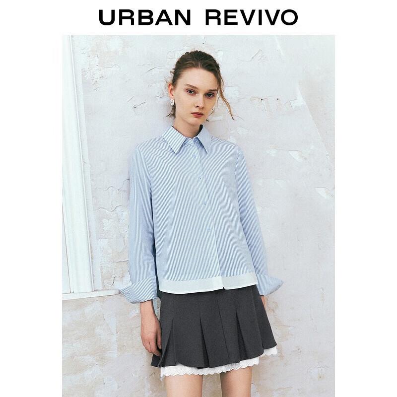 UR 2025 Fall Women s Colorblock Striped Loose Fit Shirt S