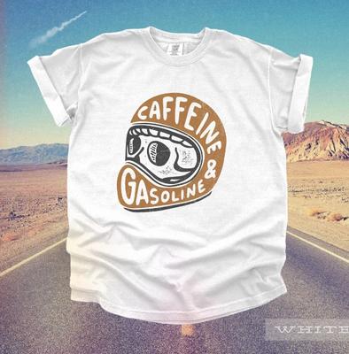 Vintage Motorcycle Racing Skull TShirt | Caffeine Gasoline, Retro Car Motocross