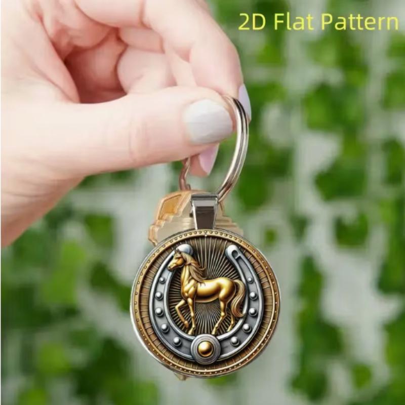 1 Stück Hufeisen und Pferd Anhänger mit Schlüsselring Metall Retro Pferd Glücksbringer Schlüsselanhänger für Männer Frauen Schmuck Geschenk