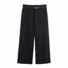 Kaslead New Women clothes Western Style Versitile Fashion Simple Belt Curling Casual Trousers