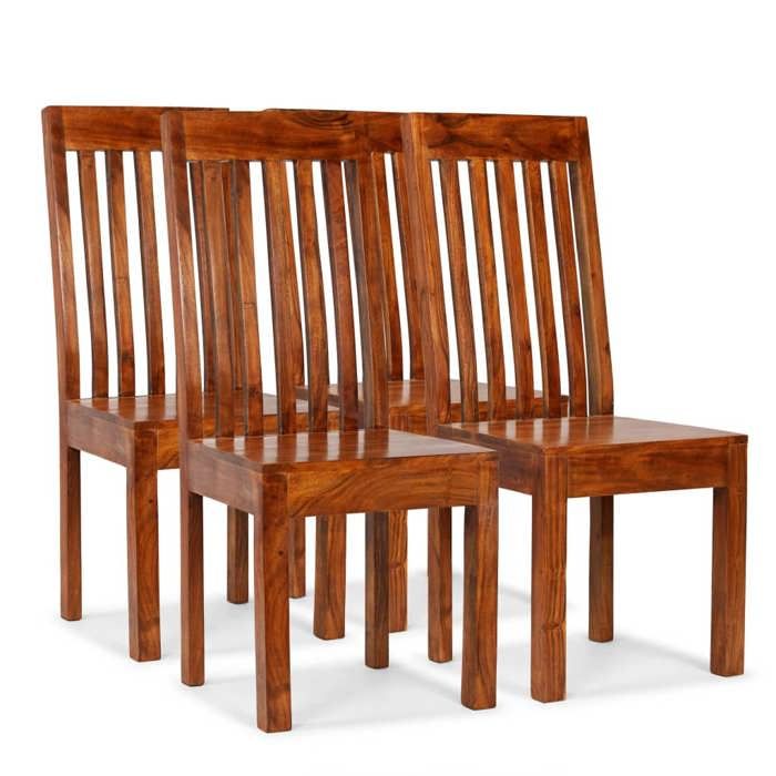 VidaXL 4x Chaises de Salle à Manger Bois Massif avec Finition Sesham Maison 275273