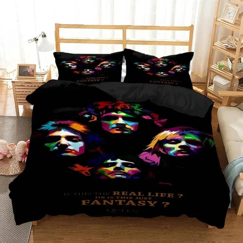 Comforter 3D Print Rock Band Queen Bedding Set Boys Girls Twin Queen Size Bed Kids Adult Fashion Home Textileextile