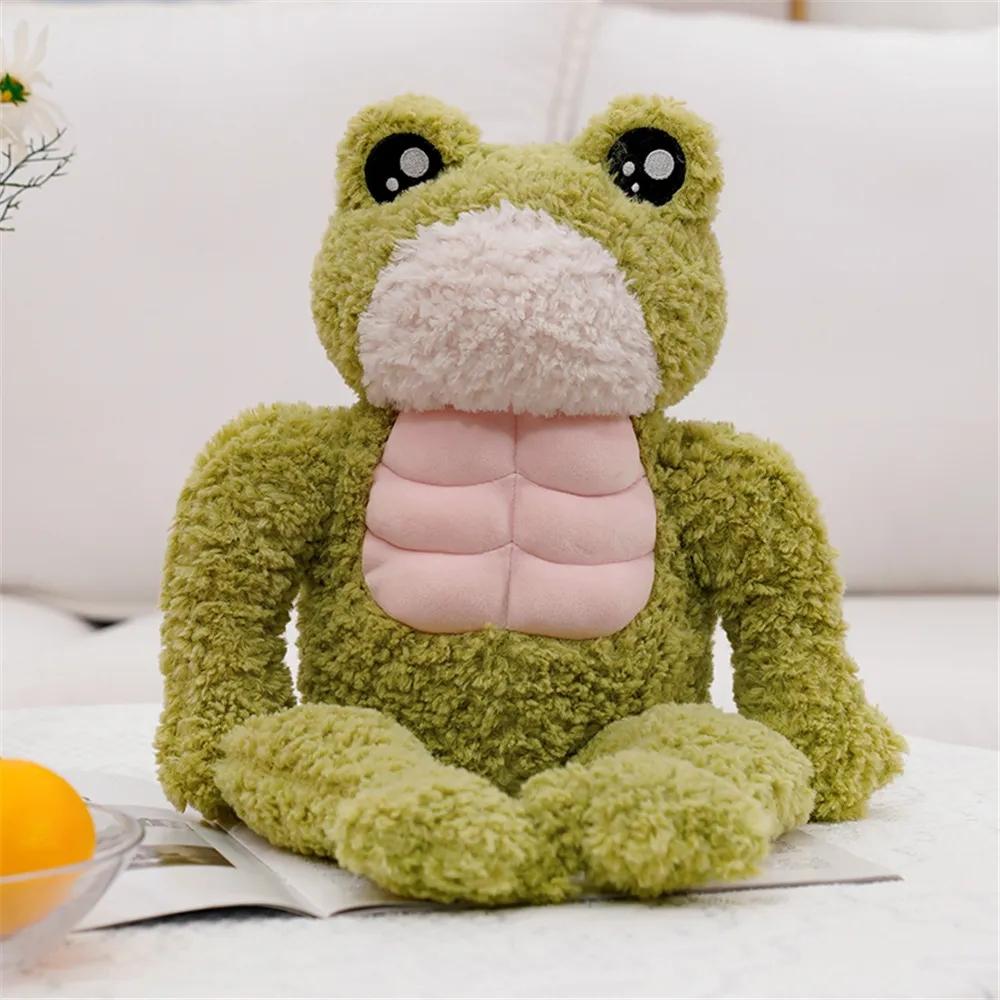35cm Creative Strong Frog Plush Toy Stuffed Animal Kawaii Soft Muscle Frog Doll Cute Plushies Christmas Gift for Child Kids
