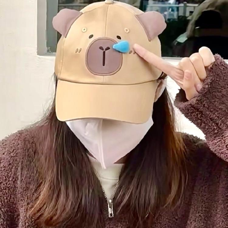 Capybara Ear Baseball Caps for Casual Outdoor Sport Sunproof Hat Women All Matching Sun Hat Spring Walking Shopping Hat