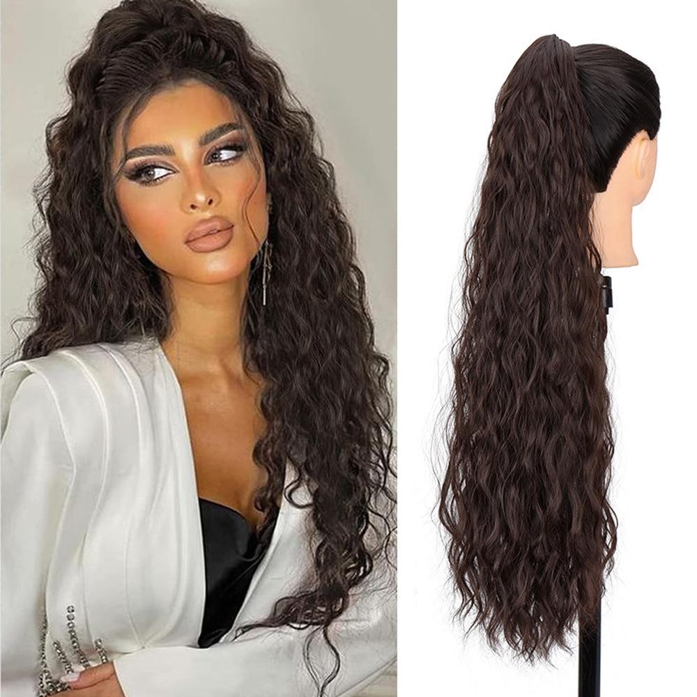 Women's 26 Inch Water Wave Claw Clip Ponytail - Natural-Looking Heat-Resistant Synthetic Hair