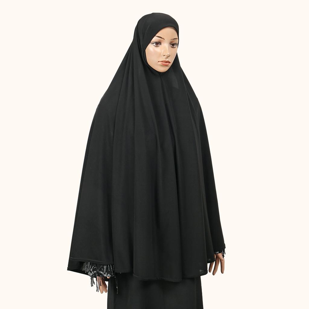 Muslim Abayas Full Cover Women Colthes Solid Color Inner Hijab Long Shawl Premium Cotton Hemp Hijab Ramadan Prayer Women Dress
