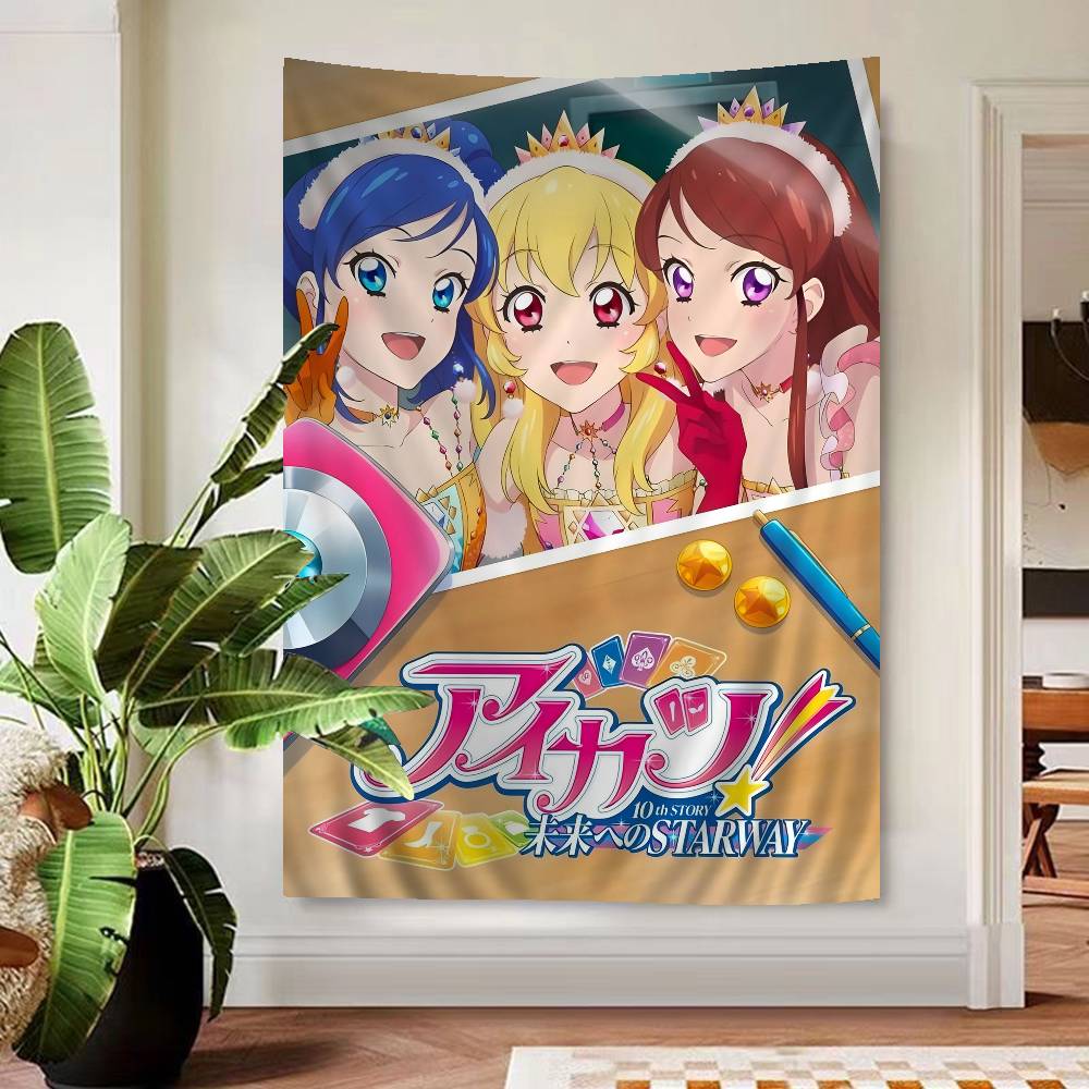 Aikatsu On Parade Anime Cartoon Tapestry Art Printing Japanese Wall Tapestry Anime Wall Hanging Home Decor