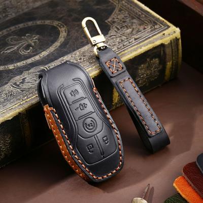 For Ford Fusion Mondeo Mustang F-150 Explorer Edge Kuka 2015 2016 2017 2018 Leather Car Key Cover Keychain Shell Case Protector