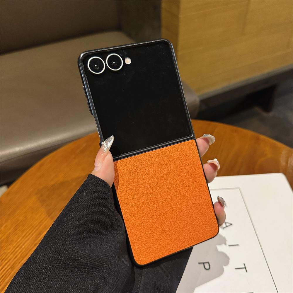 For Samsung Galaxy Z Flip 7 6 5 4 5G Phone Case  Lychee Pattern Leather Shockproof Soft Cover for Samsung ZFlip6 Flip7FE