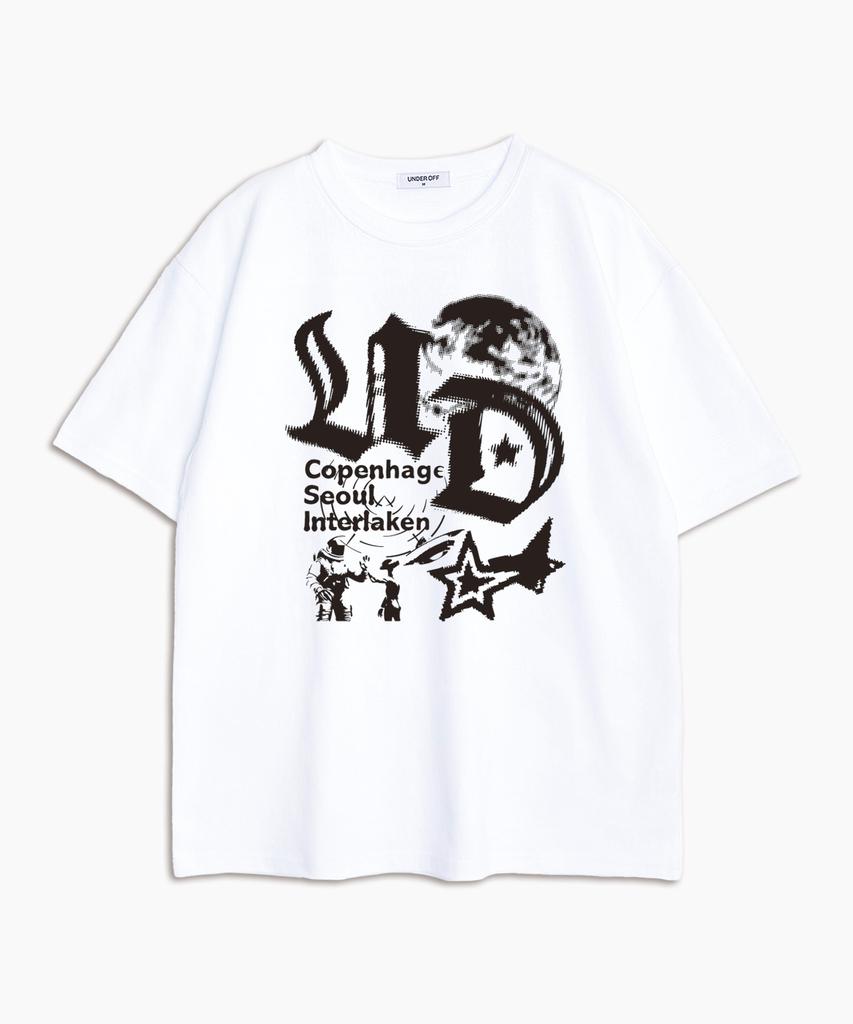 UNDEROFF Oversized Crew Neck Astro Short Sleeve T-Shirt Black