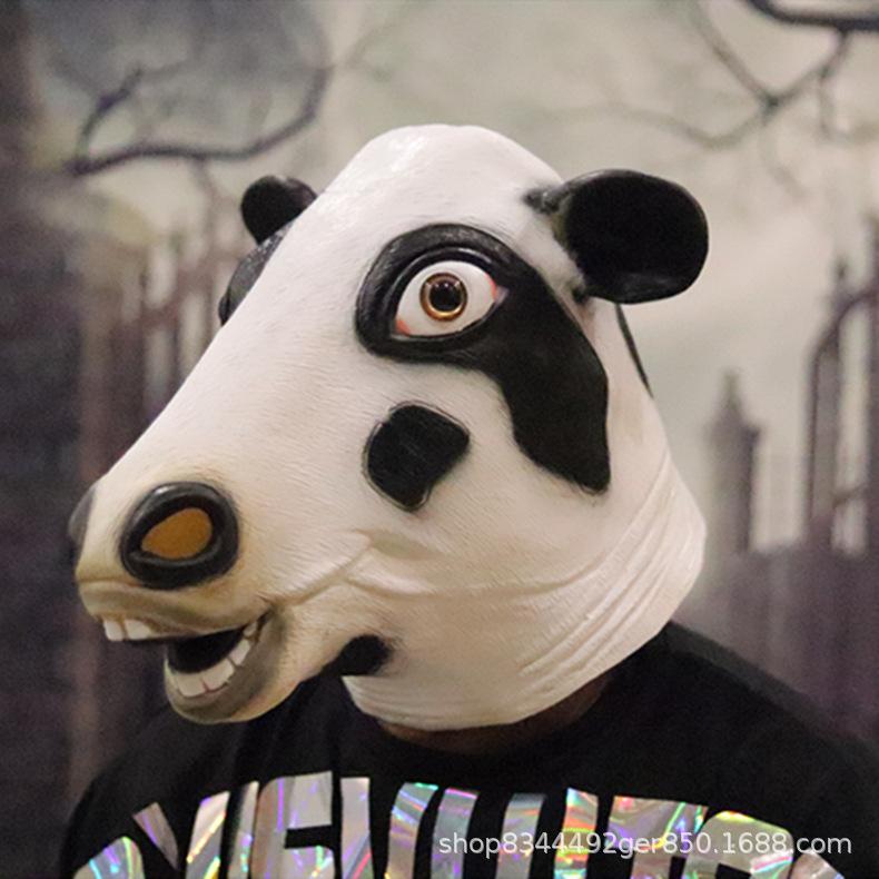 Halloween mask Horse Head Latex Mask for Cow Costume, Funny and Quirky for Masquerade Party Cosplay Black cow