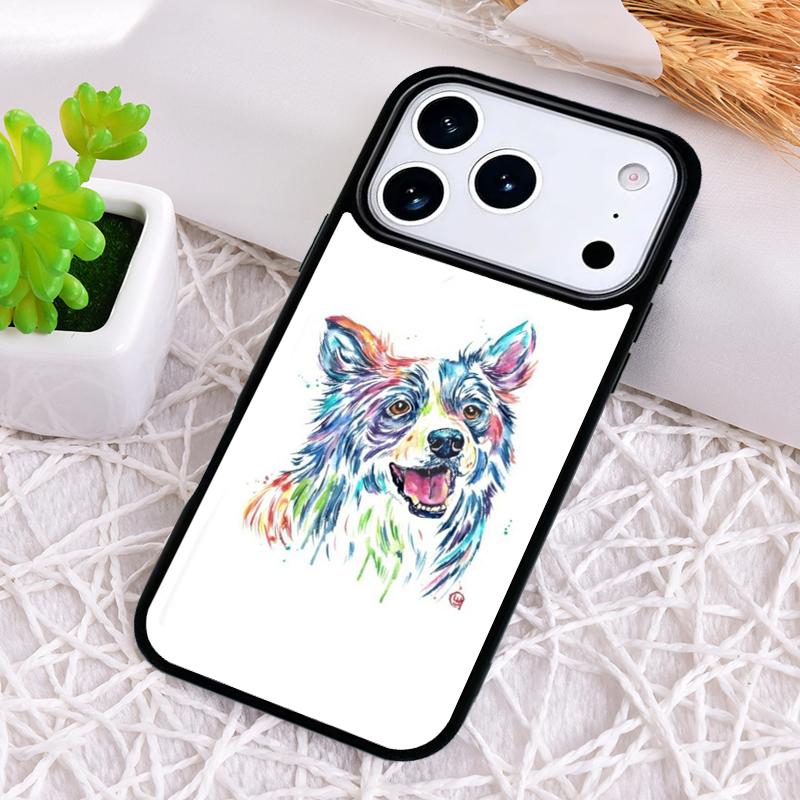 Border Collie Watercolor Phone Case for iPhone 17 Air 16 15 11 12 14 13 Pro Max Shockproof Cover