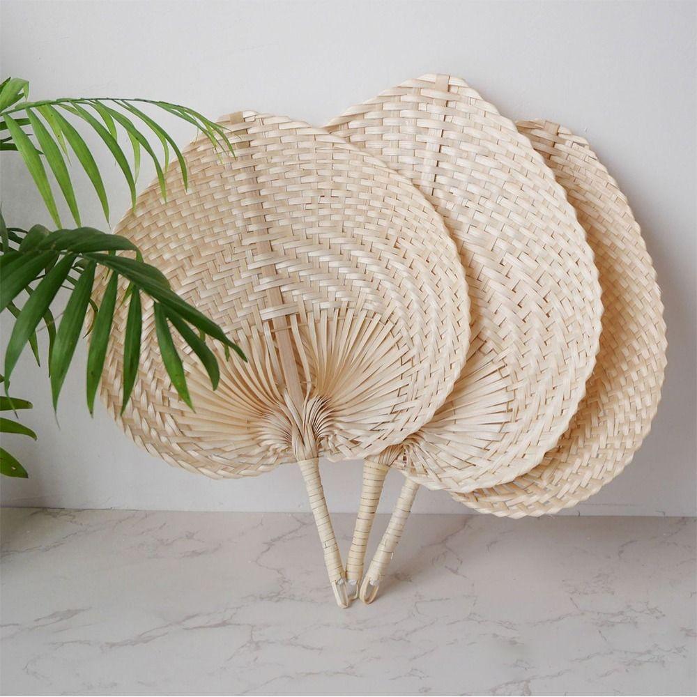 Lightweight Bamboo Fan Hand Weaving Summer Cooling Fan Guest Favors Palm Leaf Fan Summer Accessory