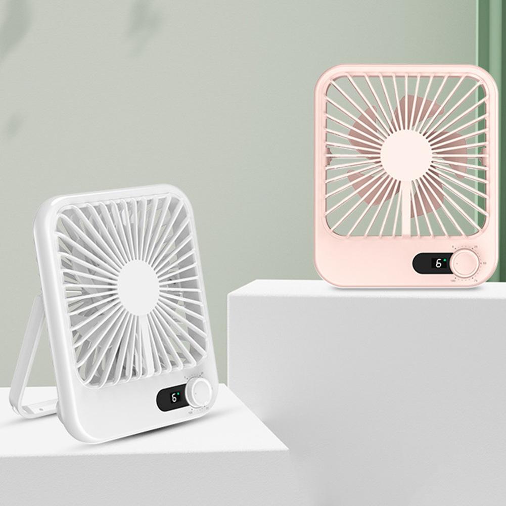 USB/Charging Portable Small Fan Digital Display Personal Desk Fan Adjustable Foldable Fan for Home Room Table Office