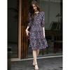 Demana Timeless Bloom 100% Silk Floral Tie-Neck A-Line Dress
