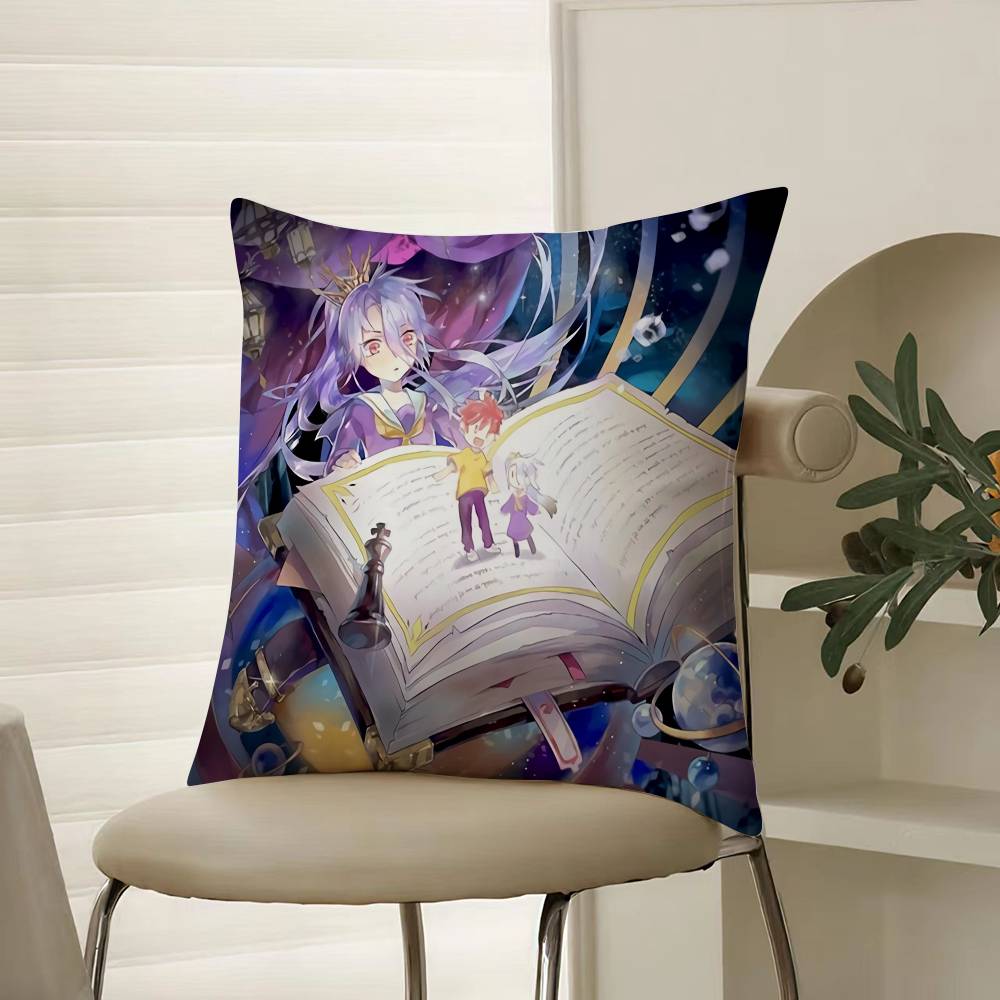 

Anime Beautiful-No Game No Life-Cartoon Pillow Case Comfort Sofa Bed Silky elegant Invisible zipper Decorative cushion cover 12x12Inch